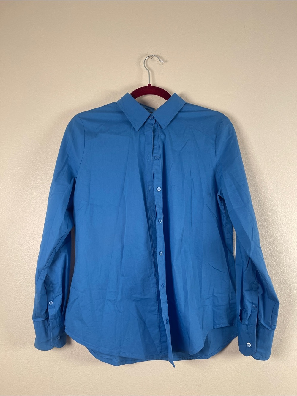 Classic Woman's Long-Sleeve Button-Up Shirt in Blue